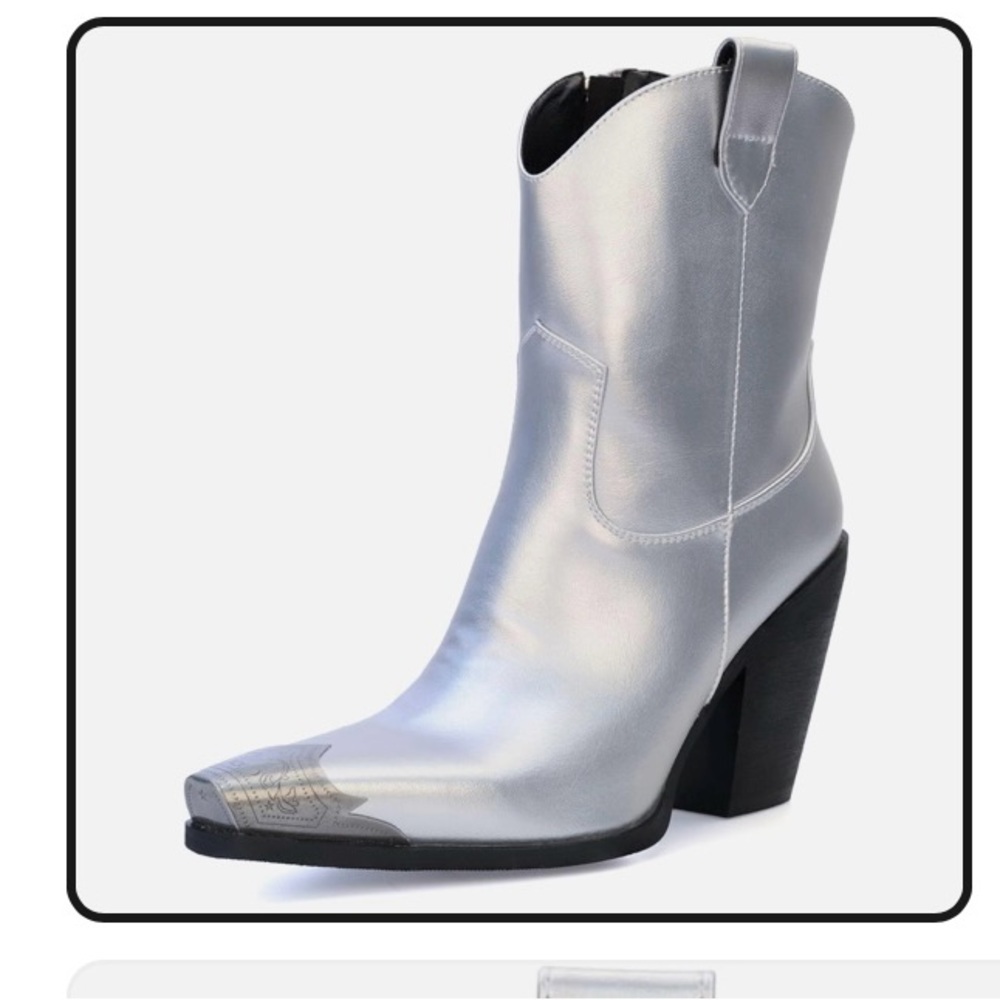 Womens Western Ankle Boots Engraved
Metal Toe Cowgirl Booties Stacked block #26 - Picture 5 of 6